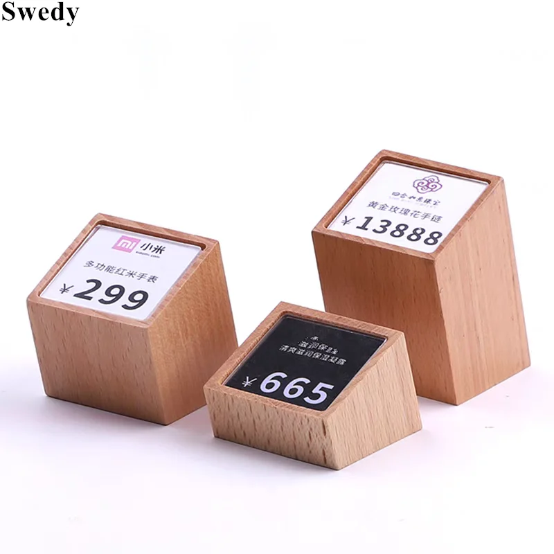 10 Pieces Wood Sign Holder Display Stand Table Number Name Card Holder Label Holder Small Acrylic Price Label Paper Holder Tags