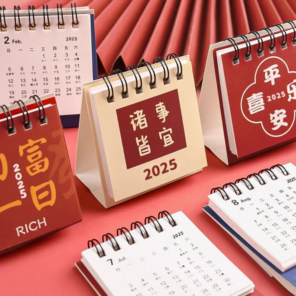 Agenda Creative 2024-2025 Calendar Thick Paper 2025 Mini Desk Calendar To Do List Red Table Planner Inspirational Writing