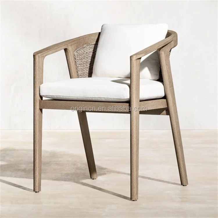 

-Modern New Design Outdoor Furniture 6 Seats Hand-woven Wicker Back Garden Teak Dining Table Set