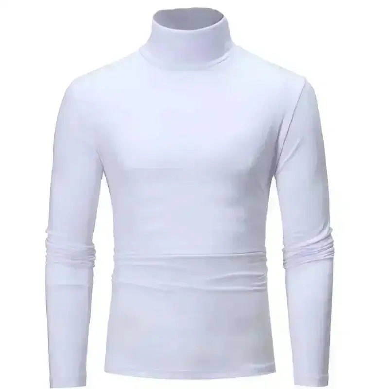 New Thermal Underwear Tops Men\'s Casual Slim Turtleneck Bottom Shirt Long Sleeve Basic Tops Autumn Pullover Mock Neck Undershirt