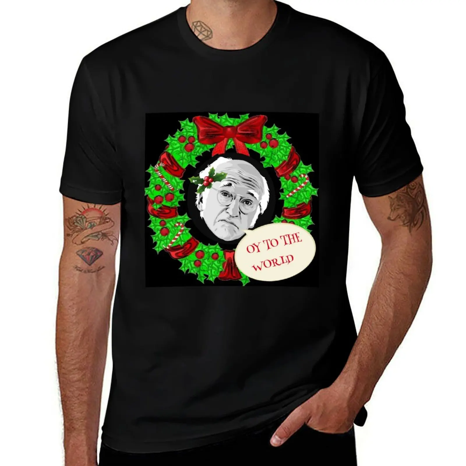 

Curv your enthusiasm - Larry David Christmas wreath T-Shirt man t shirts for men cotton t shirt pack T-Shirt