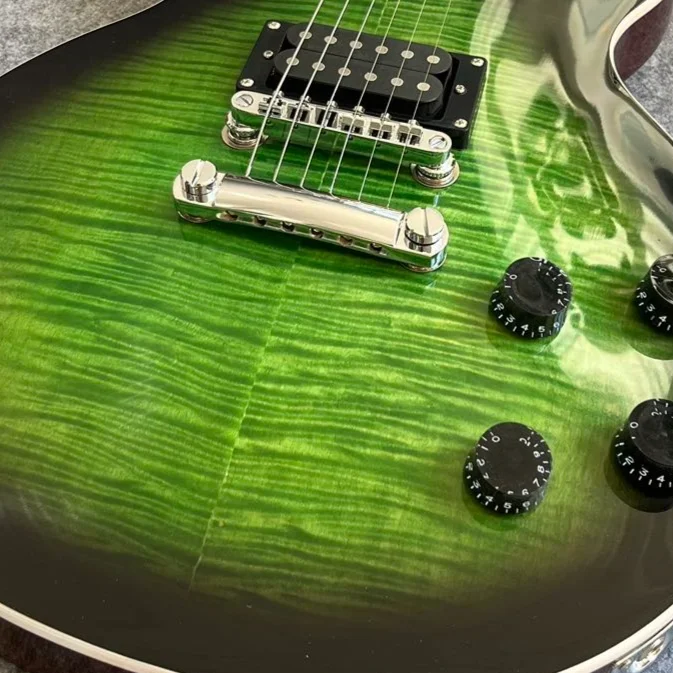 Fashion Green‑Black LPQ Custom Green‑Black Flame Burst Guitar HH High‑Output Humbuckers 1957 Stage‑Ready Big Hot Sale New