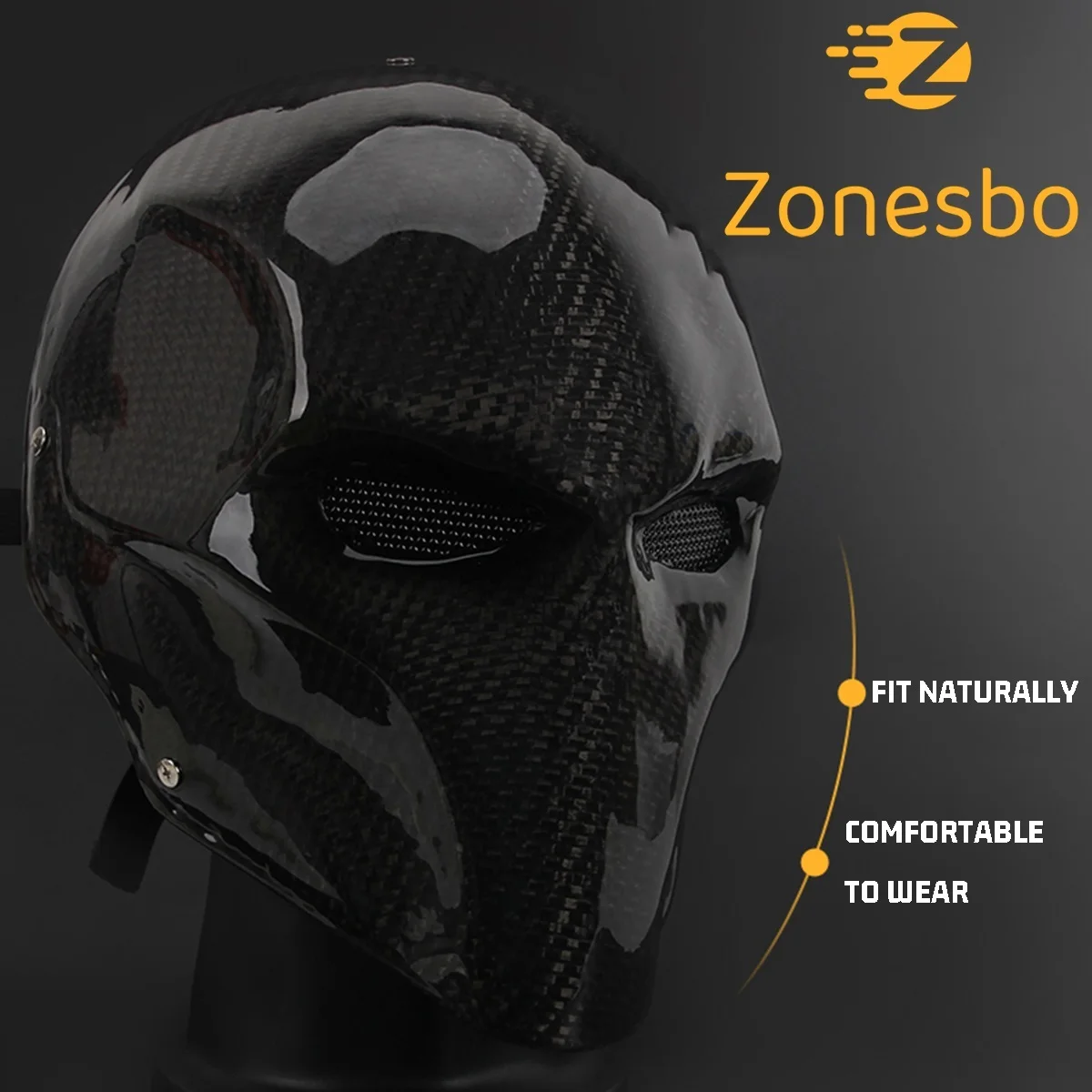 Máscara fibra de carbono Airsoft face cover Deathstroke – Cosplay Halloween - imagen 4