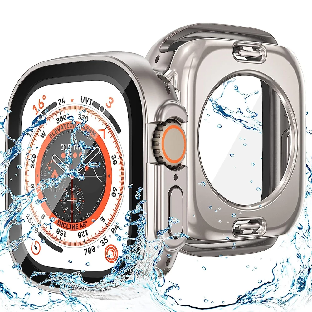 อัพเกรดเป็นอัลตร้านาฬิกาเคสสำหรับ Apple Watch คอมพิวเตอร์แบบแข็ง, ขนาด44มม. 45มม. 40มม. 41มม. 41มม. กระจกนิรภัย iWatch Series 9 8 7 6 5 4 SE ฝาครอบ