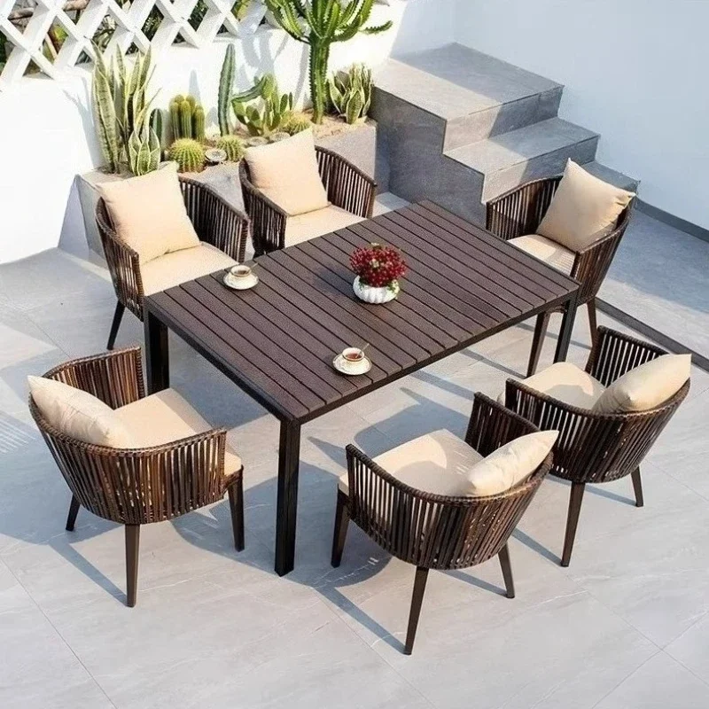 

Modern Outdoor Tables Waterproof Sunscreen Rattan Leisure Balcony Garden Tables And Chairs Camping Table Beach Chairs Furniture