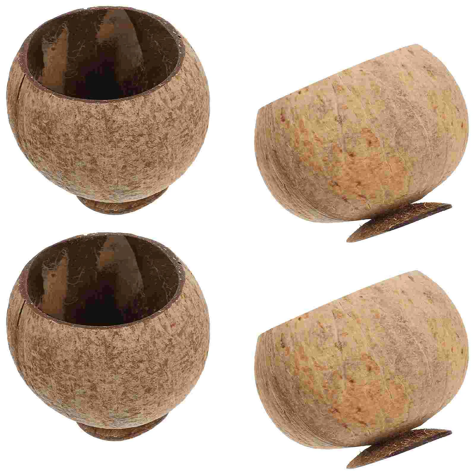 Cuencos de cáscara de coco Natural, tazas de postre, suministros para fiestas en la playa, bebidas temáticas hawaianas, café, agua, desechables, 4 Uds.