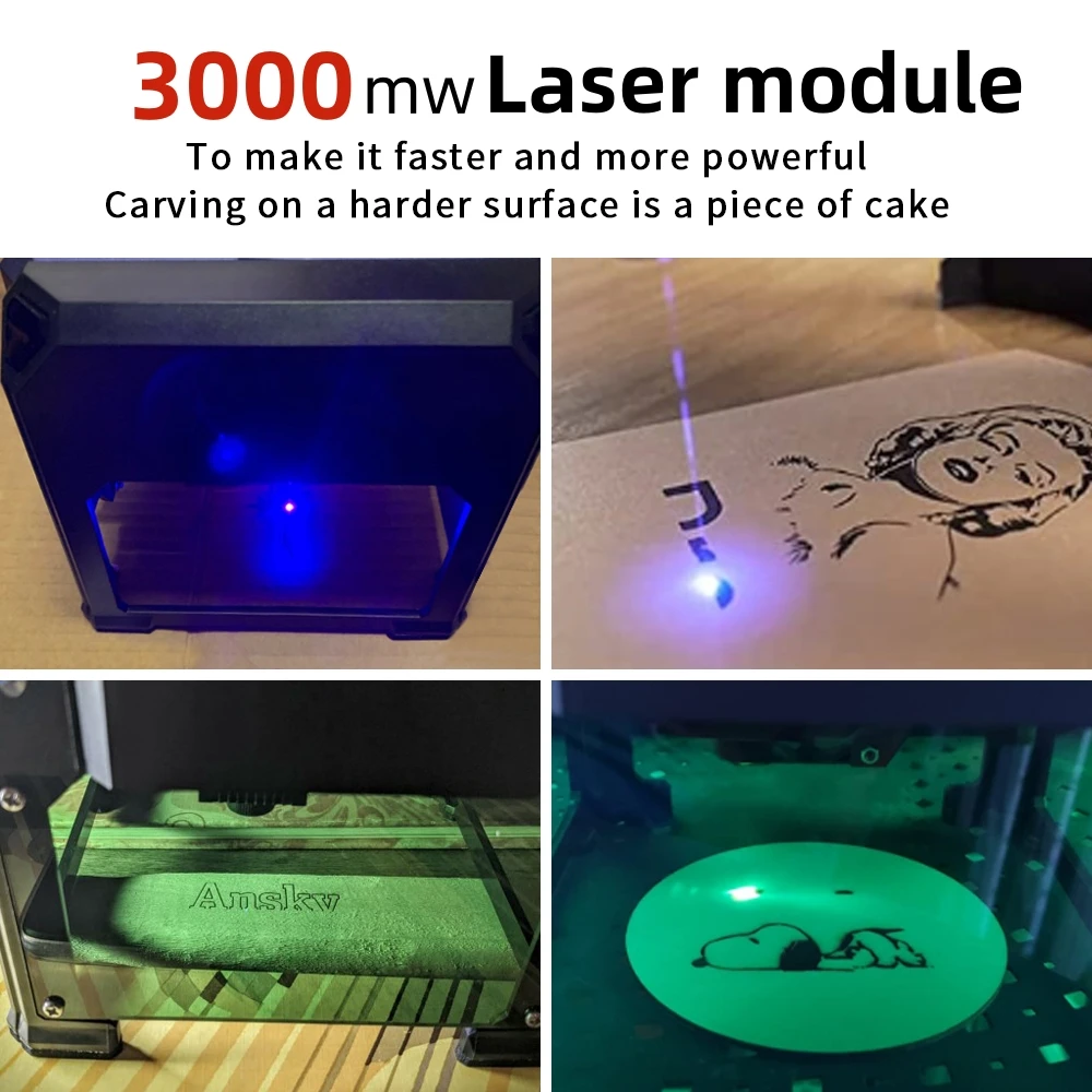 Portable Laser Engraving Machine For Paper Cutting wood bamboo 3000mW Blue-tooth CNC Laser Engraver Fast Mini Printer Cutter