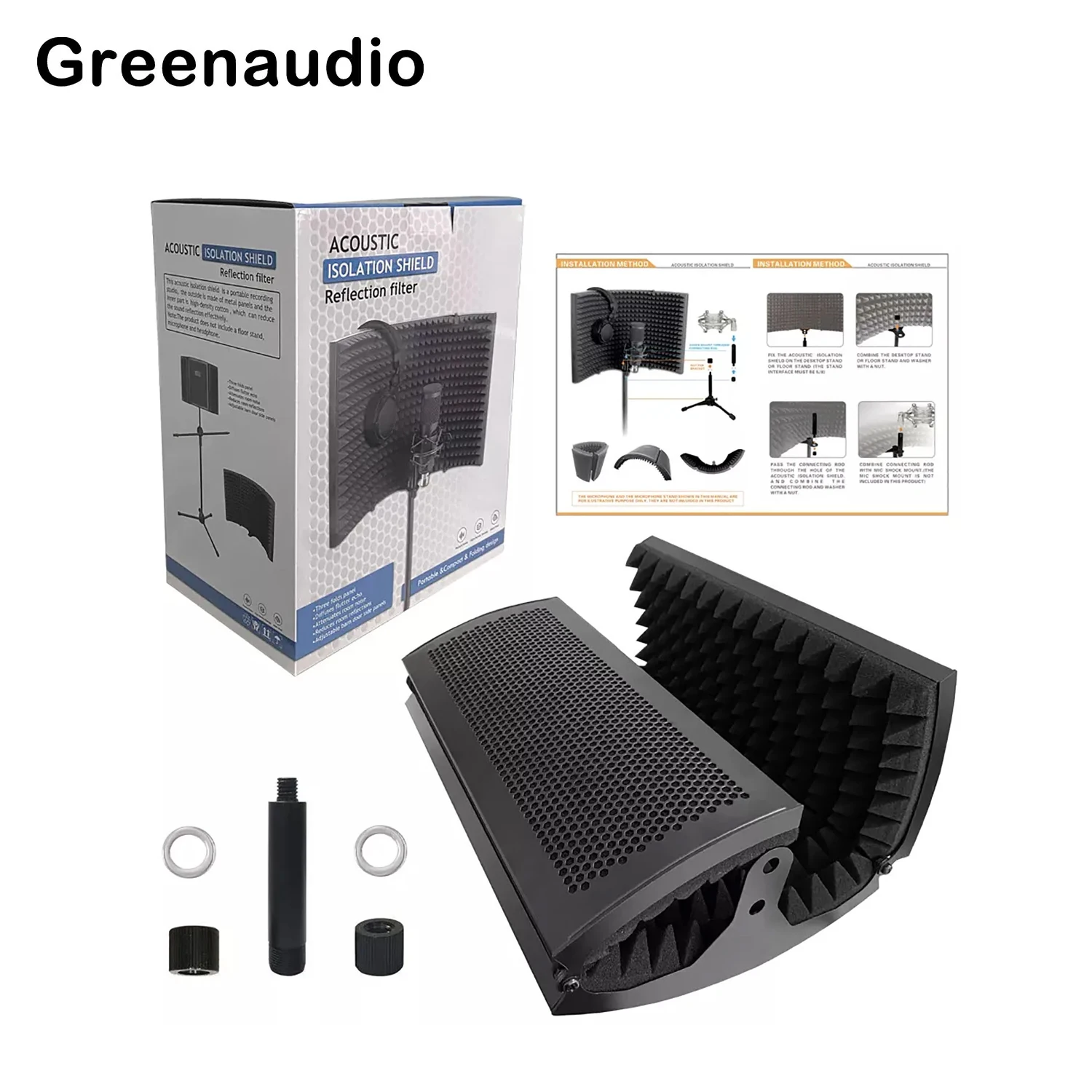 GAZ-300C Microphone Recording Studio Soundproof Cover Microphone Anti-Spray Net Sound Absorbing Cover Noise Reduction Board