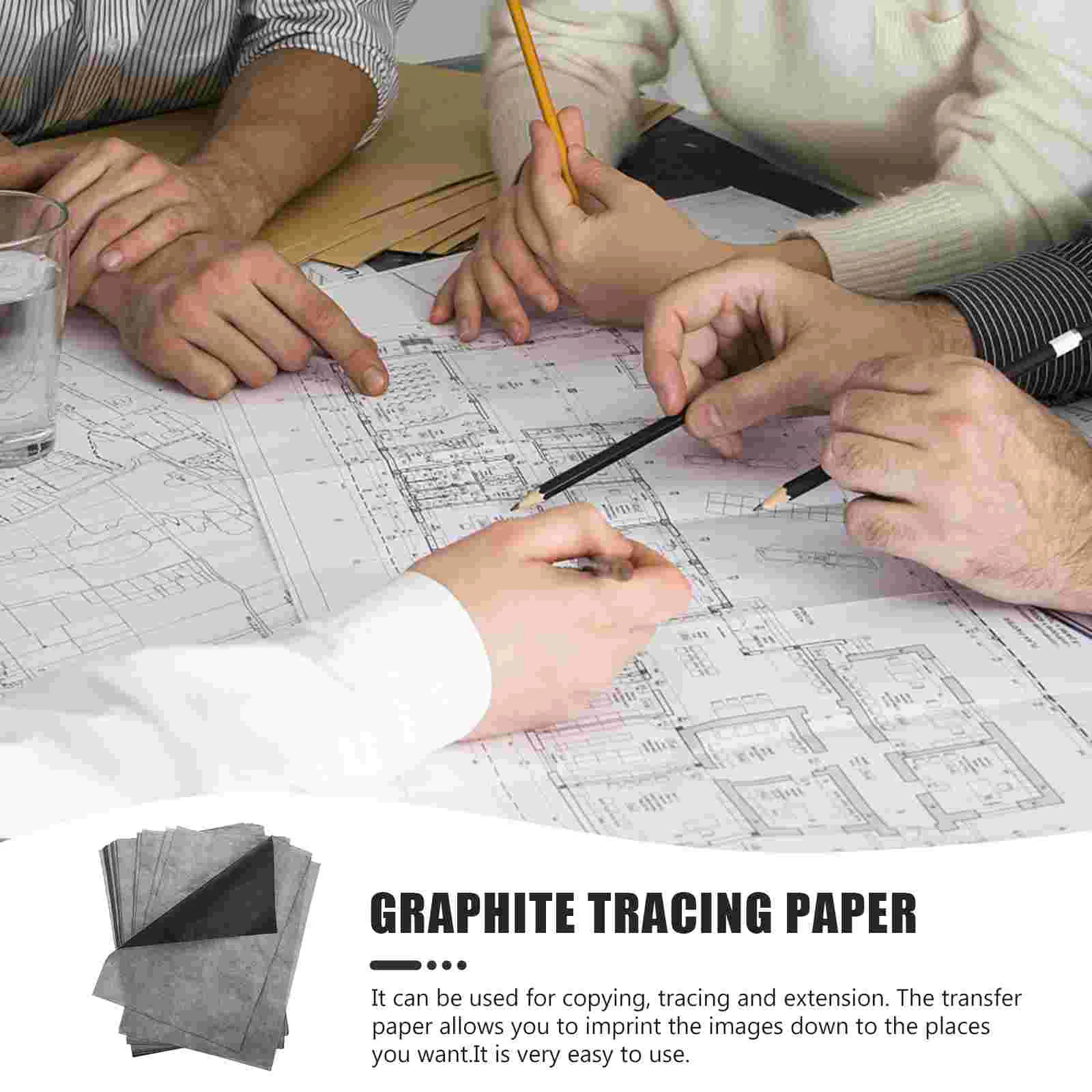 100 แผ่นบ้านกระดาษคาร์บอน Graphite Transfer A4 สองด้าน Trace สําหรับวาด