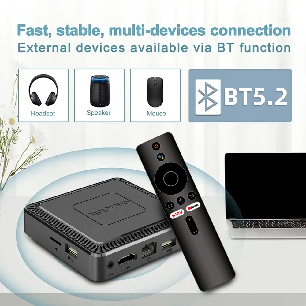 Q7 Android TV Box Voice Remote Control 4K Wifi 6 Ultra HD Smart Electronic Dual Band Home Player Full Netcom Decoder متوافق