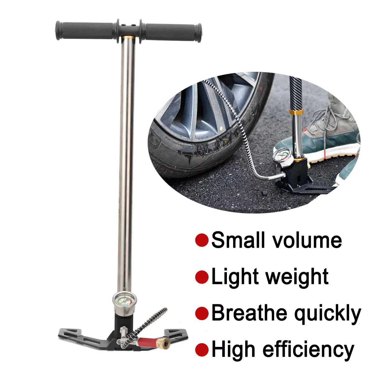 3-Stufen-PCP-Pumpe + Manometer 4500PSI Reifen Kajak Ball Aufblasbare Gewehrluftpumpe Füllständer Hochdruck-Handpumpe – Detail 6