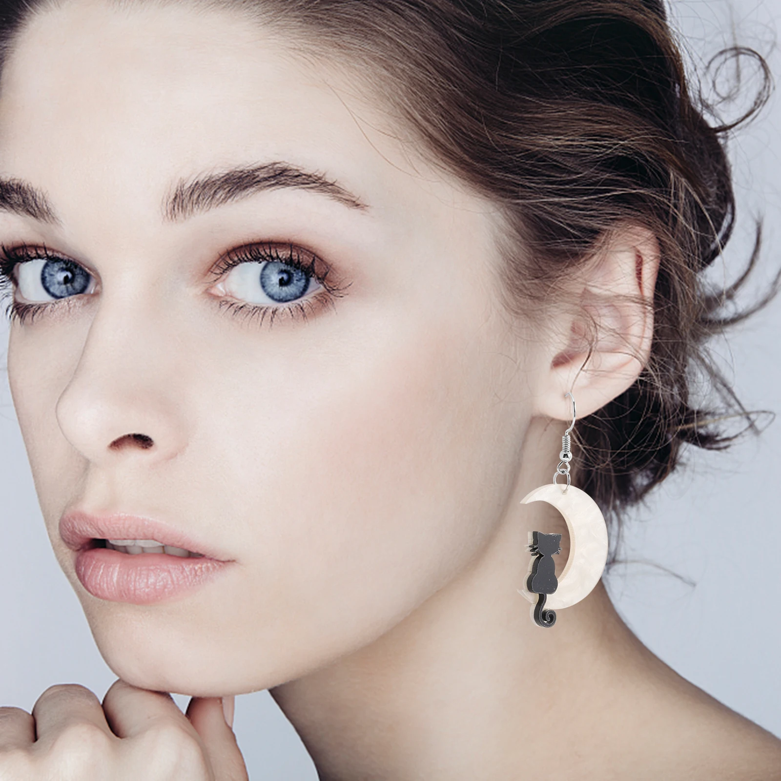 

1Pair Acrylic Cat Moon Earrings Trendy Drop Earrings for Women Girls Lightweight Ear Decoration Gift Ear Jewelry