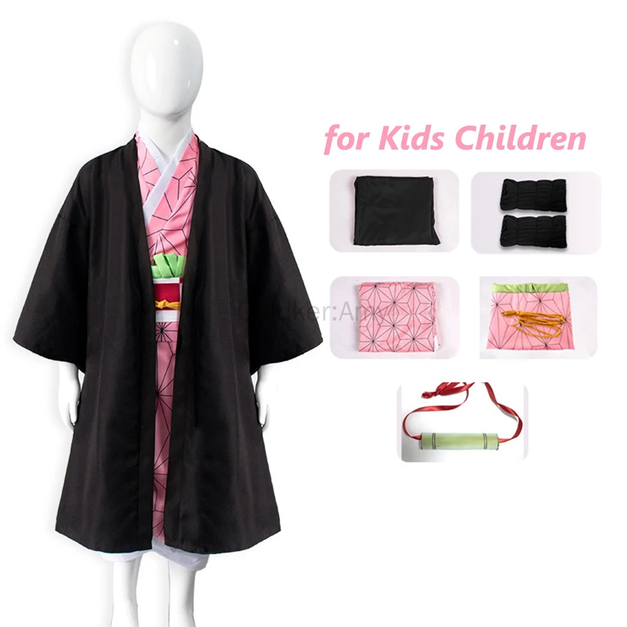 

Kid Japanese Anime Cosplay Costume Nezuko Tanjiro Kamado Zenitsu Agatsuma Rengoku Kyoujurou Kimono Outfit Halloween Child Clothe