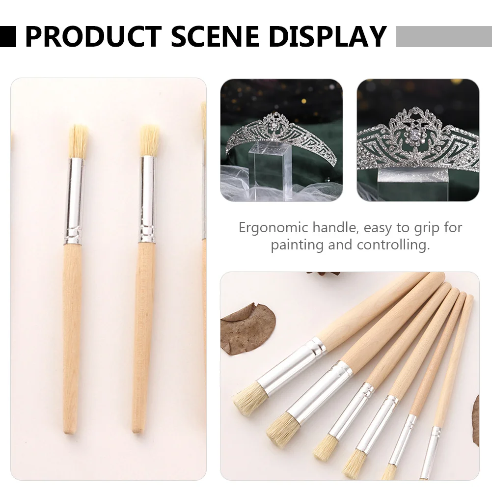 ชุดแปรงทาสีน้ำมัน 6 ชิ้น ด้ามจับตามหลักสรีรศาสตร์ สำหรับสีน้ำ สีอะคริลิก งานศิลปะบนผนัง งานโฆษณา อุปกรณ์ศิลปะ แปรงทาสีน้ำมัน ขนแปรง