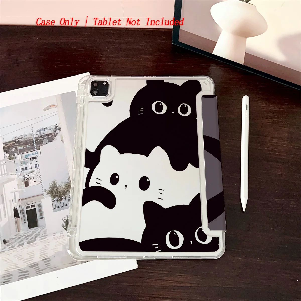 حافظة iPad أنيقة غامضة على شكل حرف Y قابلة للطي على شكل قطة سوداء صغيرة لهاتف Apple iPad 10.2 بوصة Air 4 Pro 11 Mini 5 غطاء متين