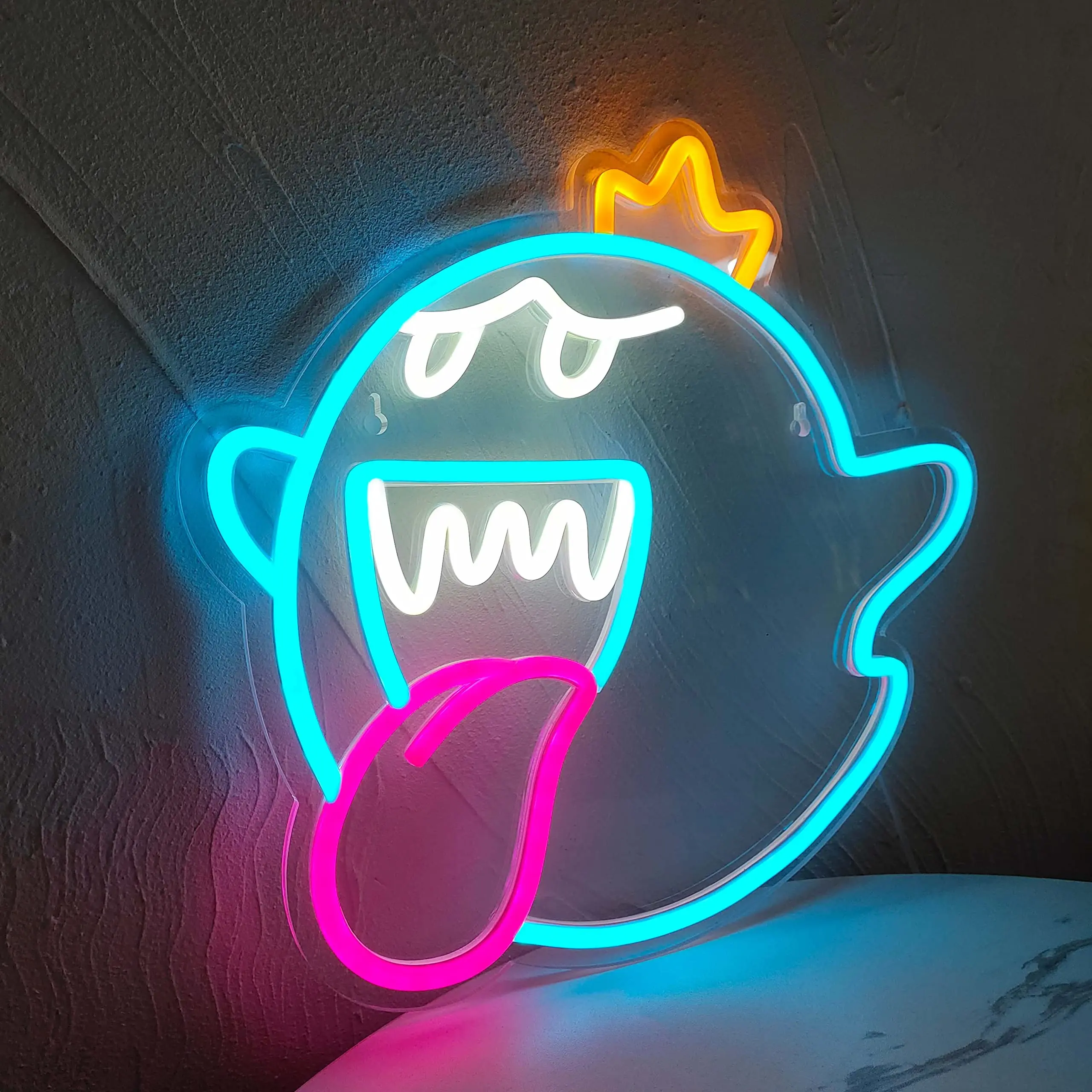 

King Boo светодиодная неоновая вывеска Mario неоновый свет USB питание для игровой комнаты спальня домашний декор Lcsign 13,4 дюйма