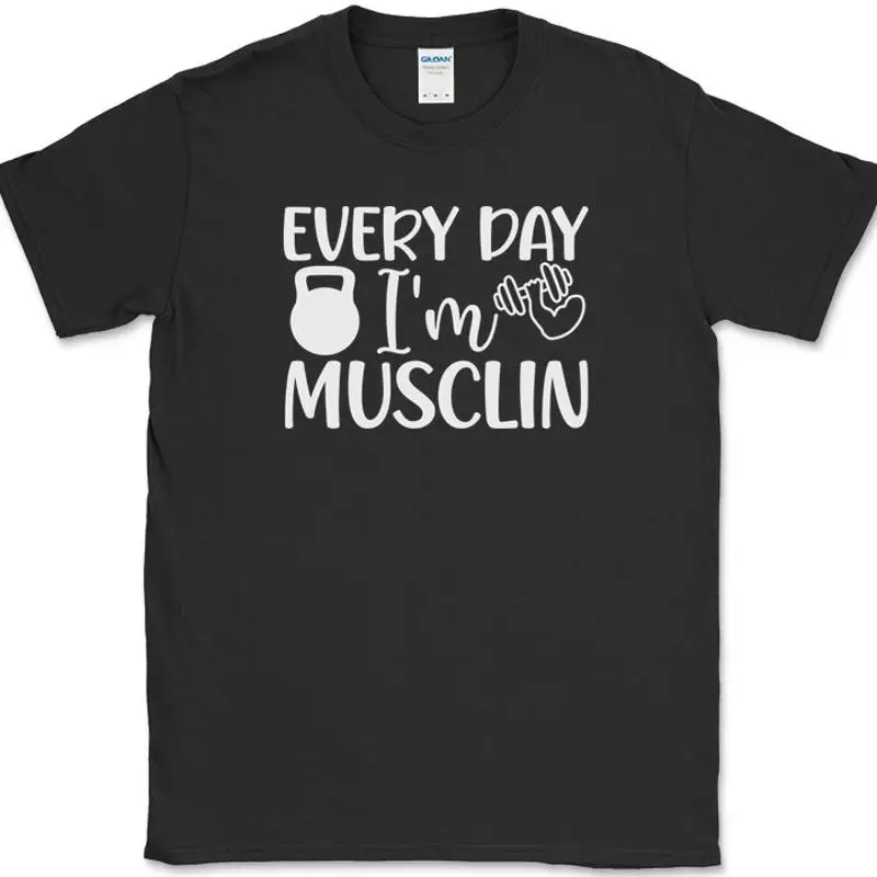 

Футболка «Каждай день, я мускулину», забавная футболка для фитнеса и тренировок в тренажерном зале, подъемная футболка