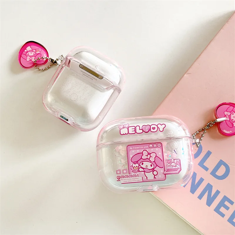 Sanrio Melody For Airpods Pro 2 Case 2022,Liquid Quicksand Hard PC Earphone Cover For Airpods 3rd Generation Case For Girls