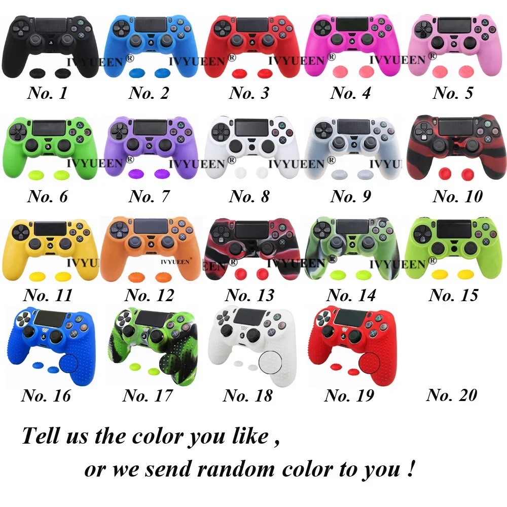 IVYUEEN for Sony PlayStation 4 PS4 DS4 Pro Slim Controller Silicone Case Protective Cover Skin Thumb Grips Caps for Dualshock 4
