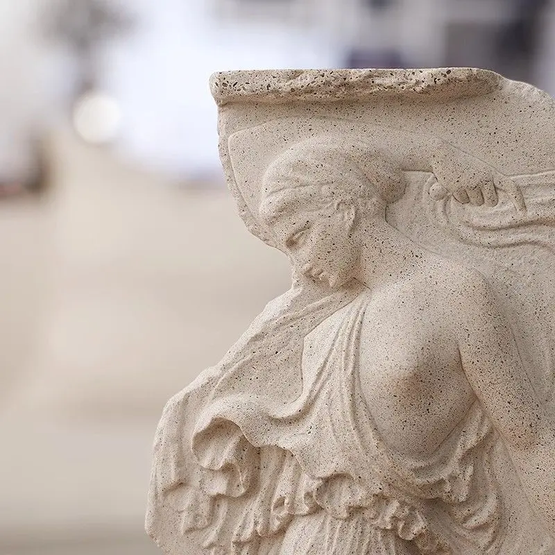 Vintage venus figurine sculpture - sandstone, high-end retro art ornament for living room
