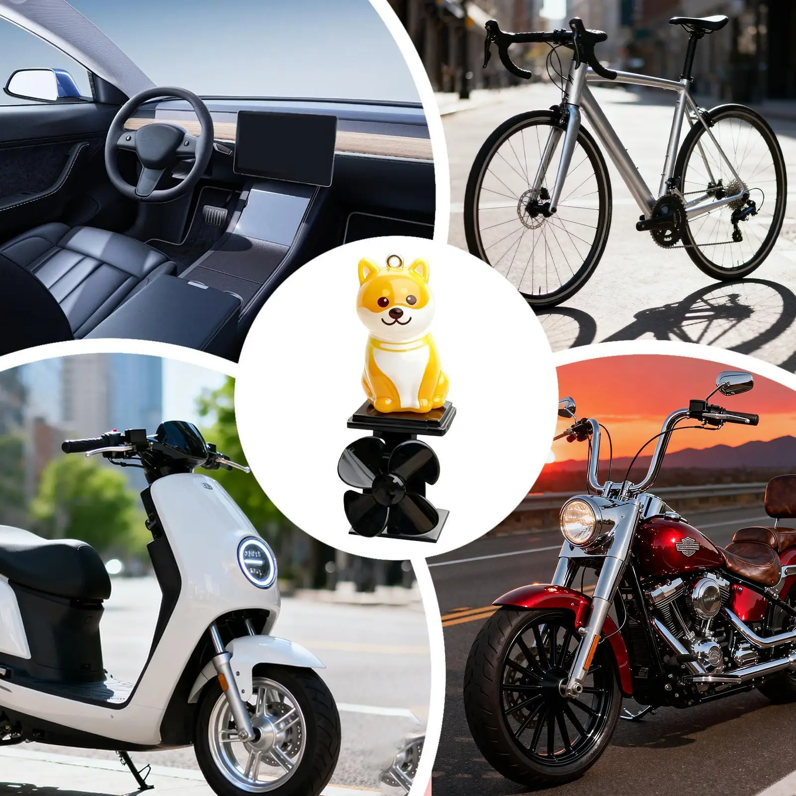 

Dog Figurine Motorcycle Light Up Decor Wind Powered Small Animal Figurines For Motorcycle Handlebar Outdoor Cycling Night Riding