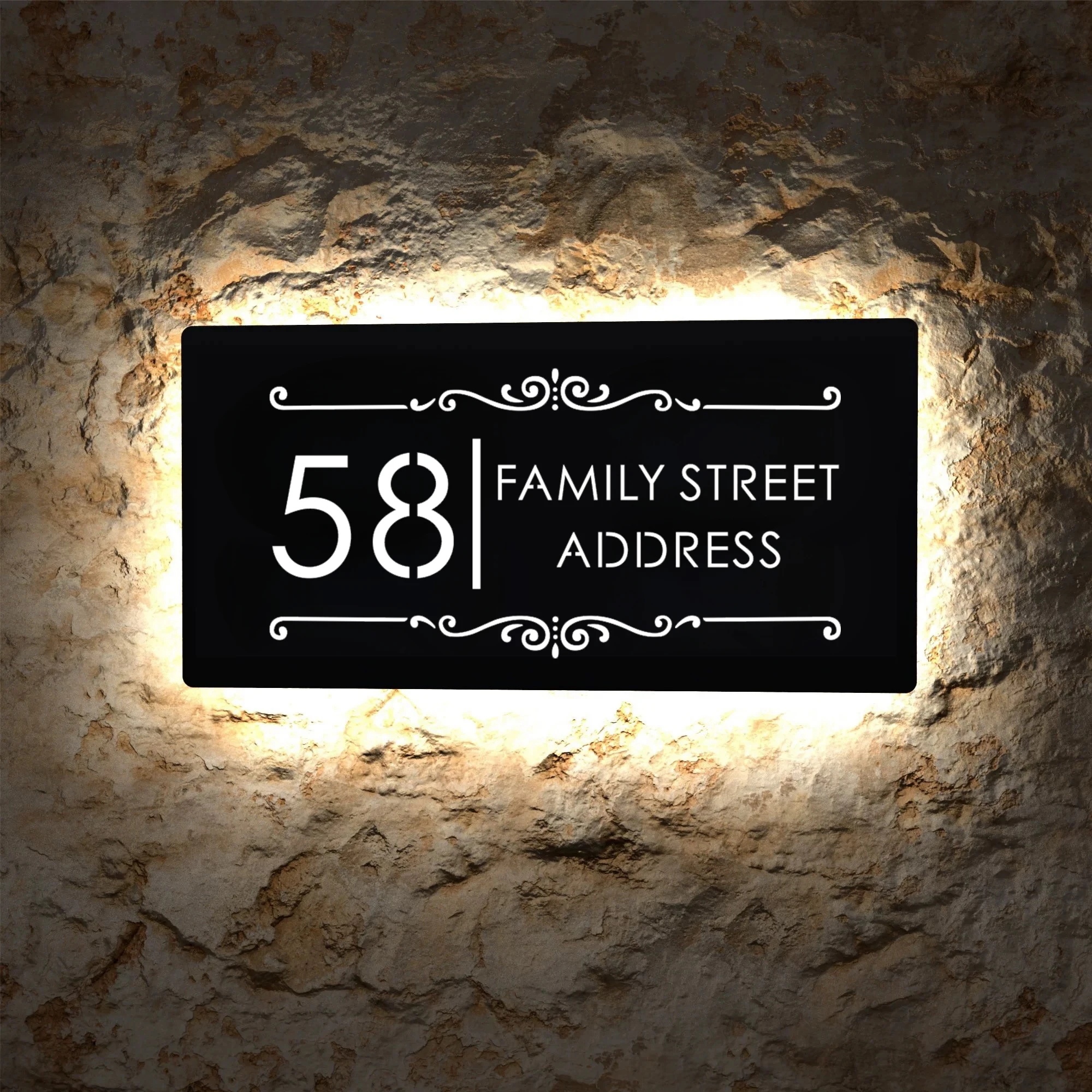 Modern Personalized Custom 3D LED House Number Sign Illuminated Address Plaque Light Outdoor Address Name Acrylic Laser Cut Sign