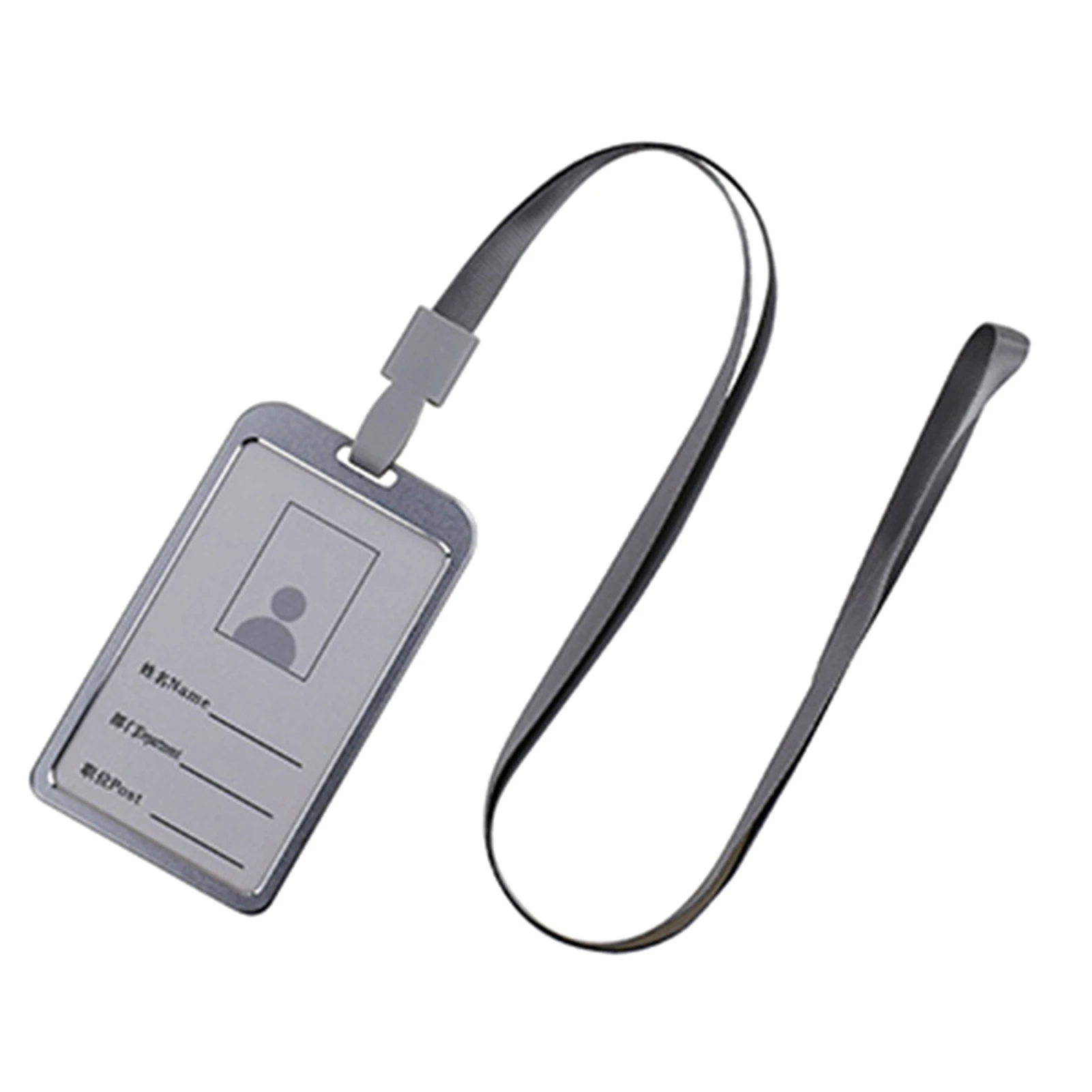

Card Holder Vertical Name Tag Sleeve Aluminum Alloy ID Name Card Case Business Work Card Badge Holder with Lanyard Badge Holder