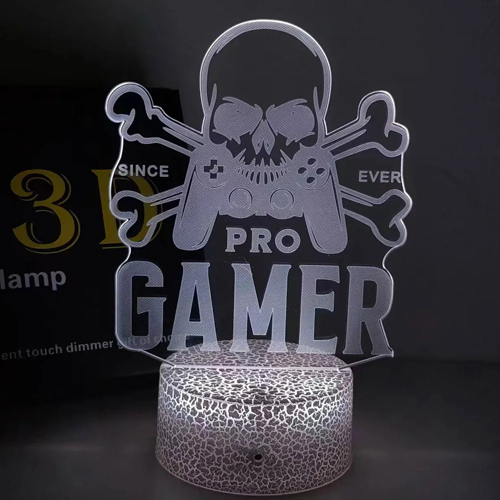 3D Night Lamp Gaming Room Desk Setup Lighting Decor on the table Pro Gamer Icon Logo Bedroom Sensor Light for Kids Bedside Gift