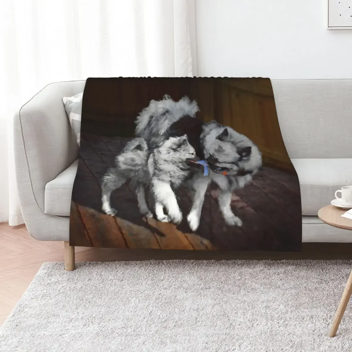 

Keeshond Playtime Throw Blanket Softest christmas gifts Flannel Luxury Brand Blankets
