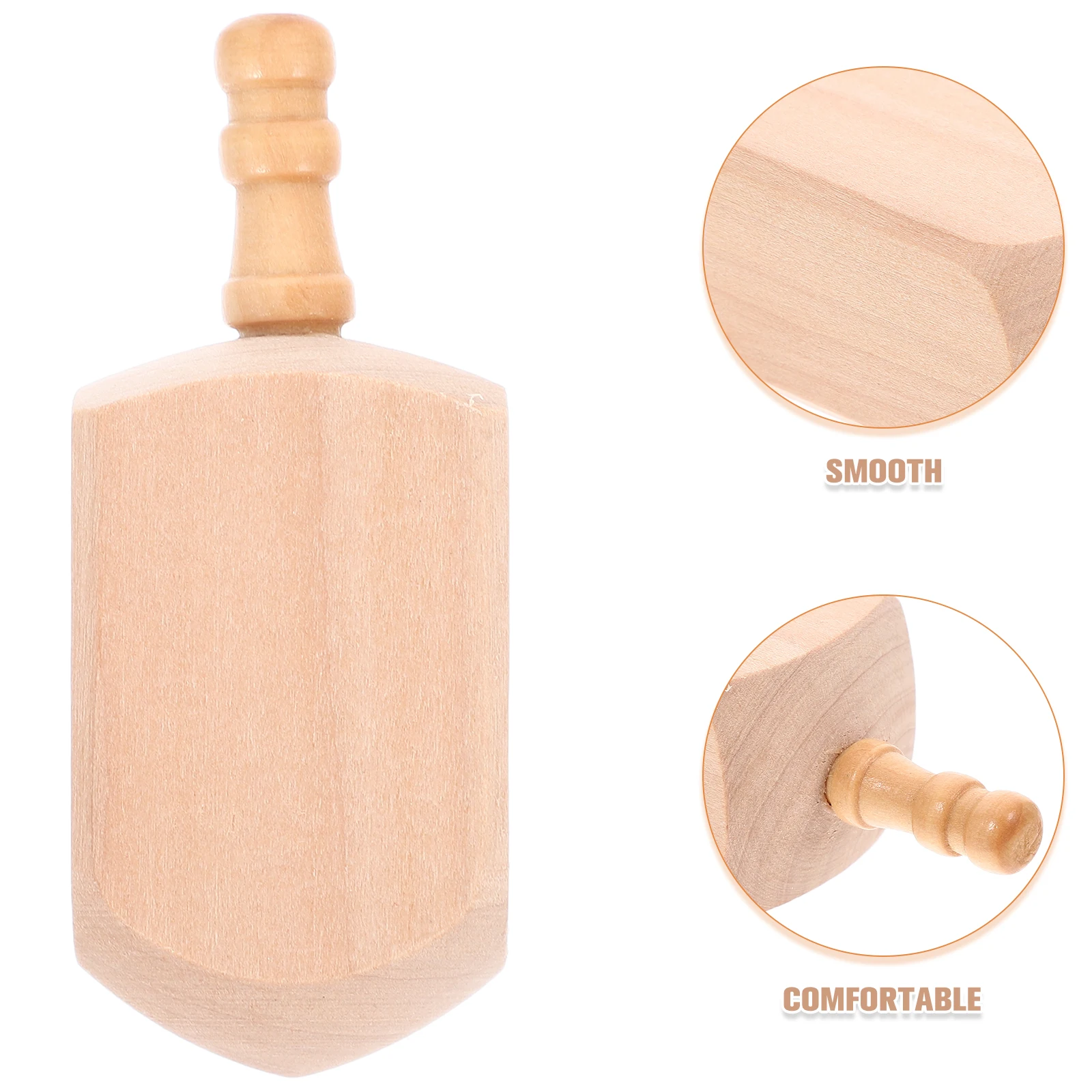 4 Buah Dreidel Hanukkah Kayu Solid Belum Selesai (7.5×3) - Perlengkapan Kerajinan Dekorasi & Alat Peraga Permainan Pesta Liburan yang Dapat Dicat Sendiri