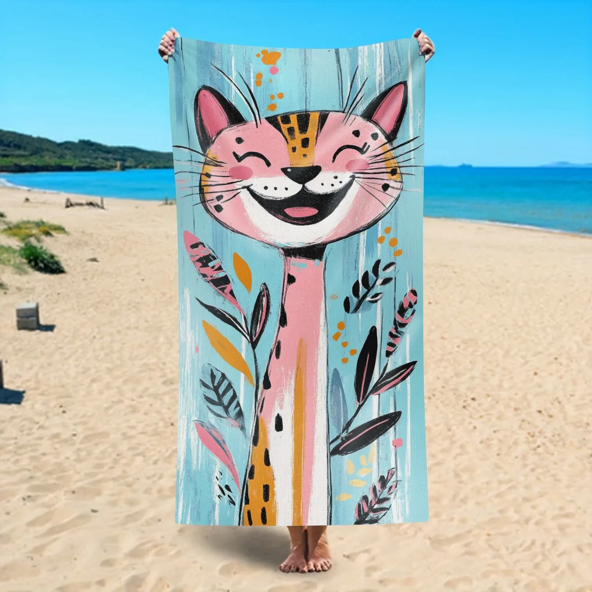 1pc Large Quick-Dry Beach Towel Art Beach Blanket Suitable For Travel Swimming Diving Surfing Yoga Camping Polyester Rectangular