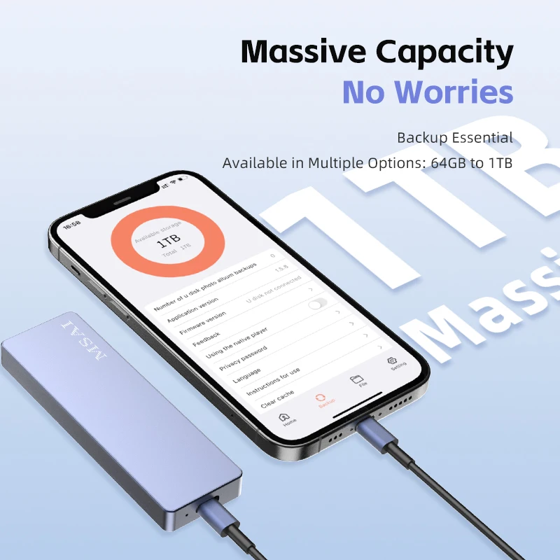 

Smartphone Backup Treasure, With A Maximum Capacity Of 1TB And Optional Specifications Of 64G, 128G, and 512G, SuitableFor Apple