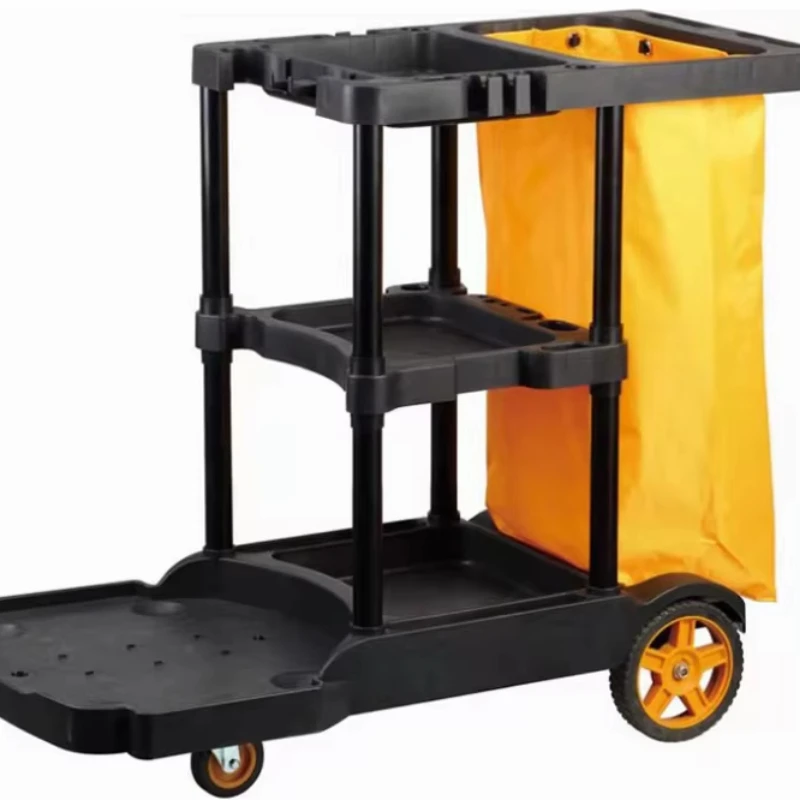 Stainless Steel Hotel Cleaning Trolley Triple Layer Service Cart Wardrobe Kitchen Bathroom UP-068
