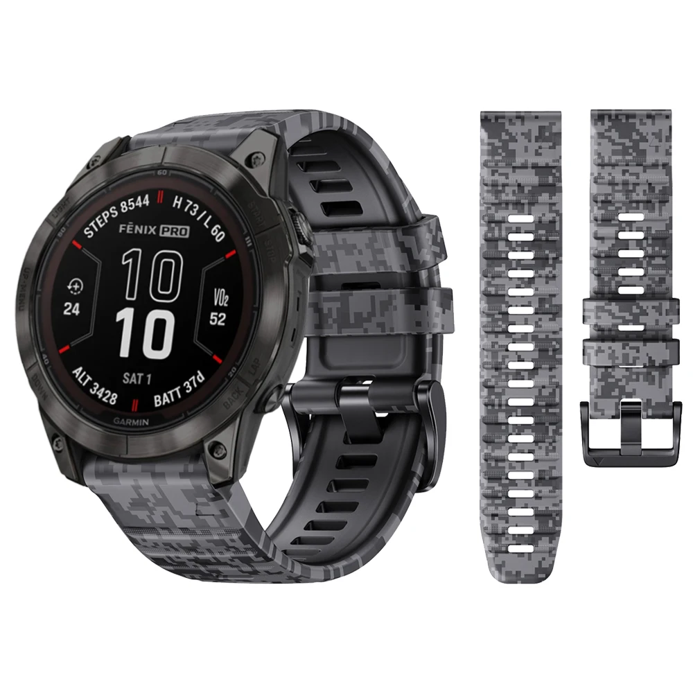 

Спортивный Камуфляжный силиконовый ремешок uhgbsd для Garmin Fenix 7 7X Pro Solar Watch Band Epix (Gen 2) 47 мм 51 мм, Аксессуары для браслета