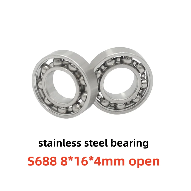 50pcs ABEC-5 S688 8*16*4mm open stainless steel deep groove ball bearing 8x16x4 mm