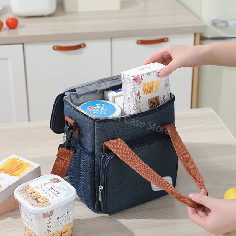 

Insulated Lunch Bag Food Thermal Box Waterproof Leak-proof Thickened Storage Box Bag Outdoor Picnic Lunch Bag with Shoulder