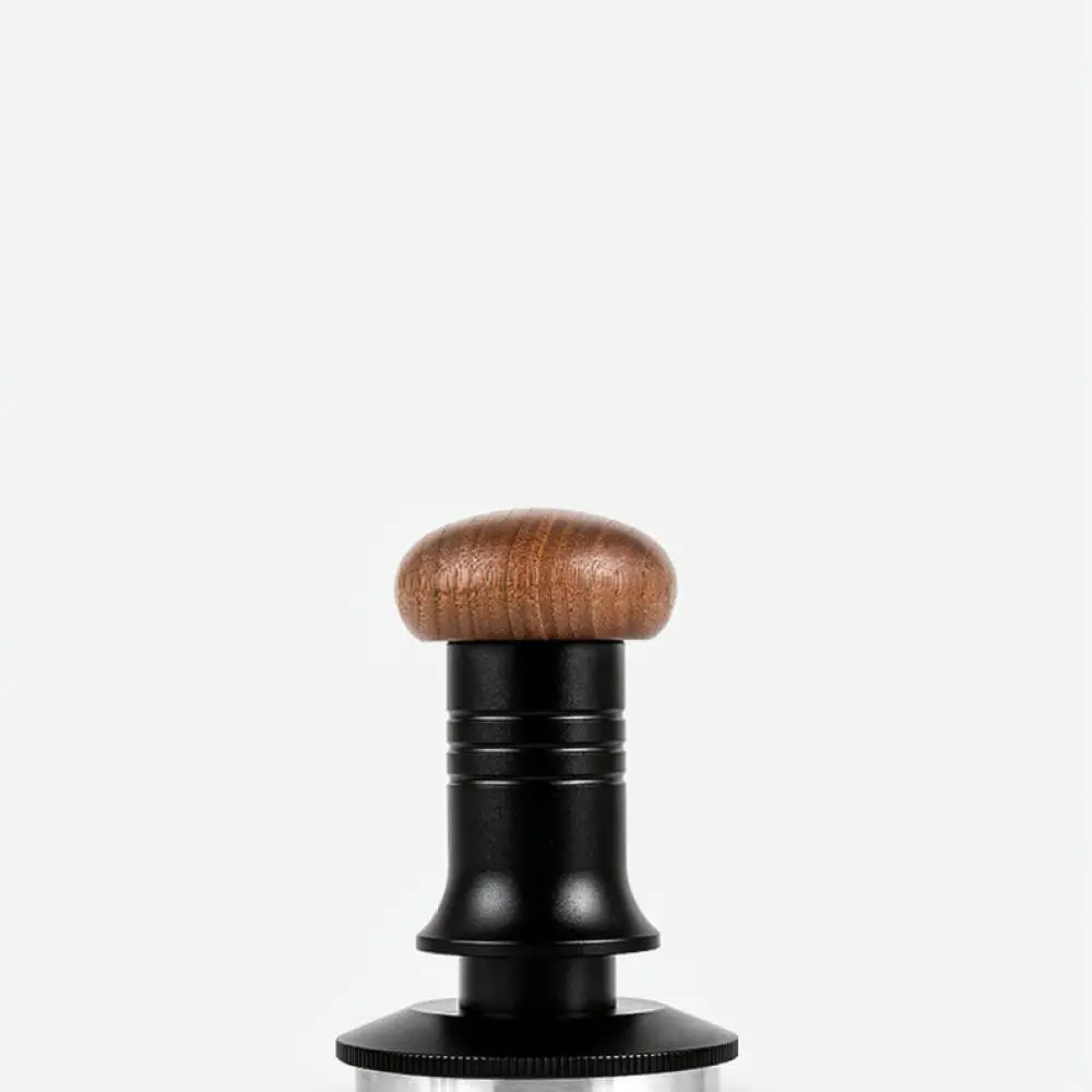 Walnut Wood Handle Coffee Tamper Calibrated Spring Espresso Presser Stainless Steel Flat Threaded Base Barista Accessory
