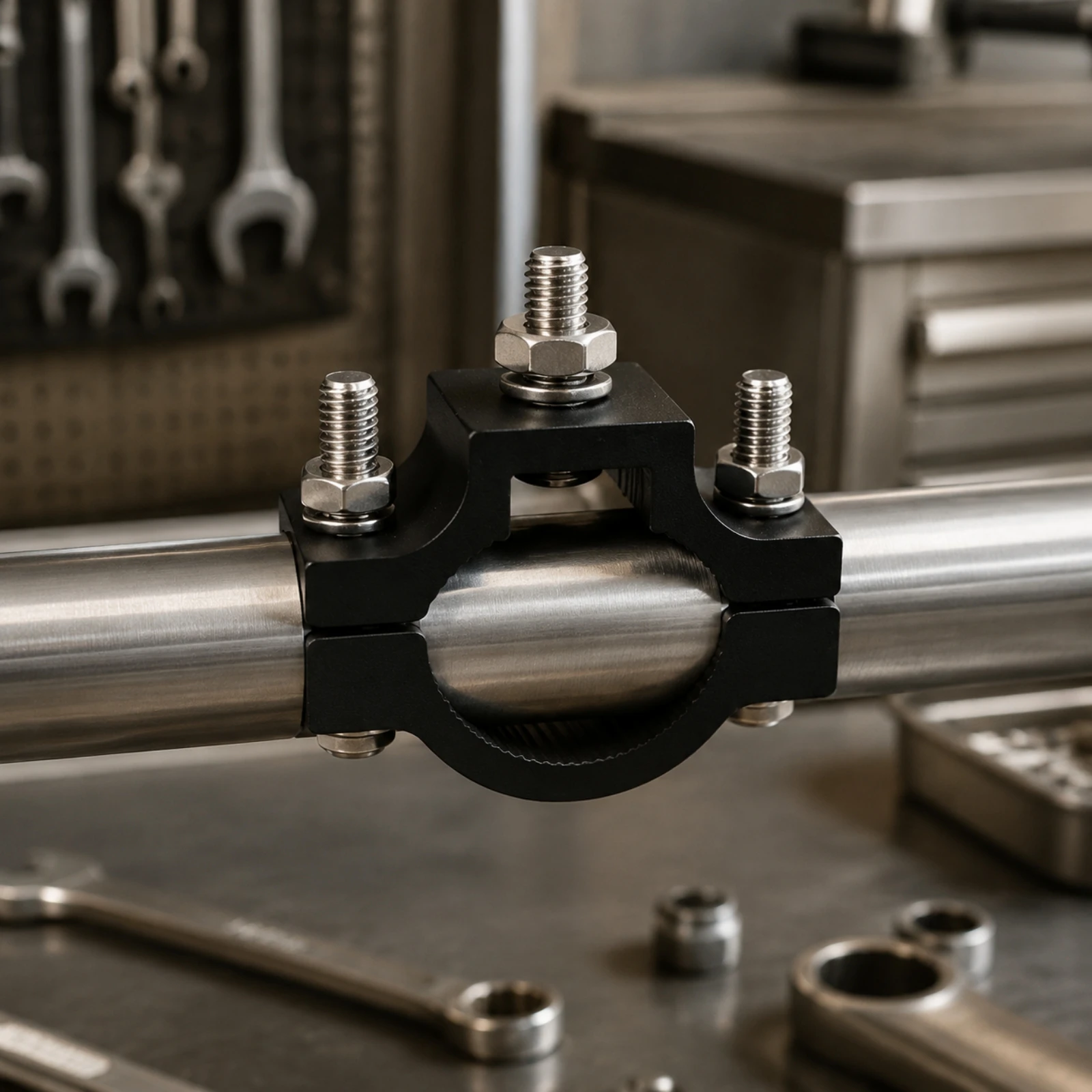 Mounting Bracket Long-Lasting Aluminum Alloy Motorcycle Cylindrical Clamp Mounting Bracket Adjustable Cylindrical Bar Clamp With