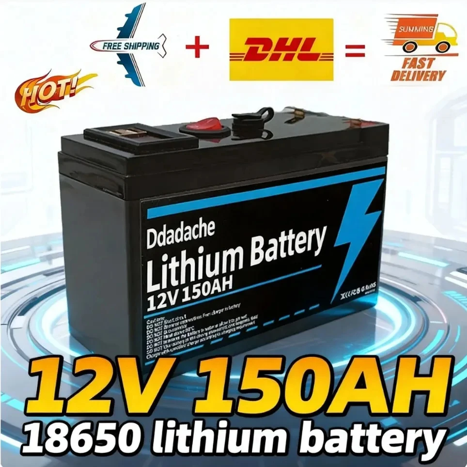 12-V-Lithiumbatterie FÜR 150 Ah LiFePO4 4000+ Deep Cycles, integriertes BMS, 10 Jahre Lebensdauer, für USV, Kajak-Fischfinder, Solarmodul, Radio