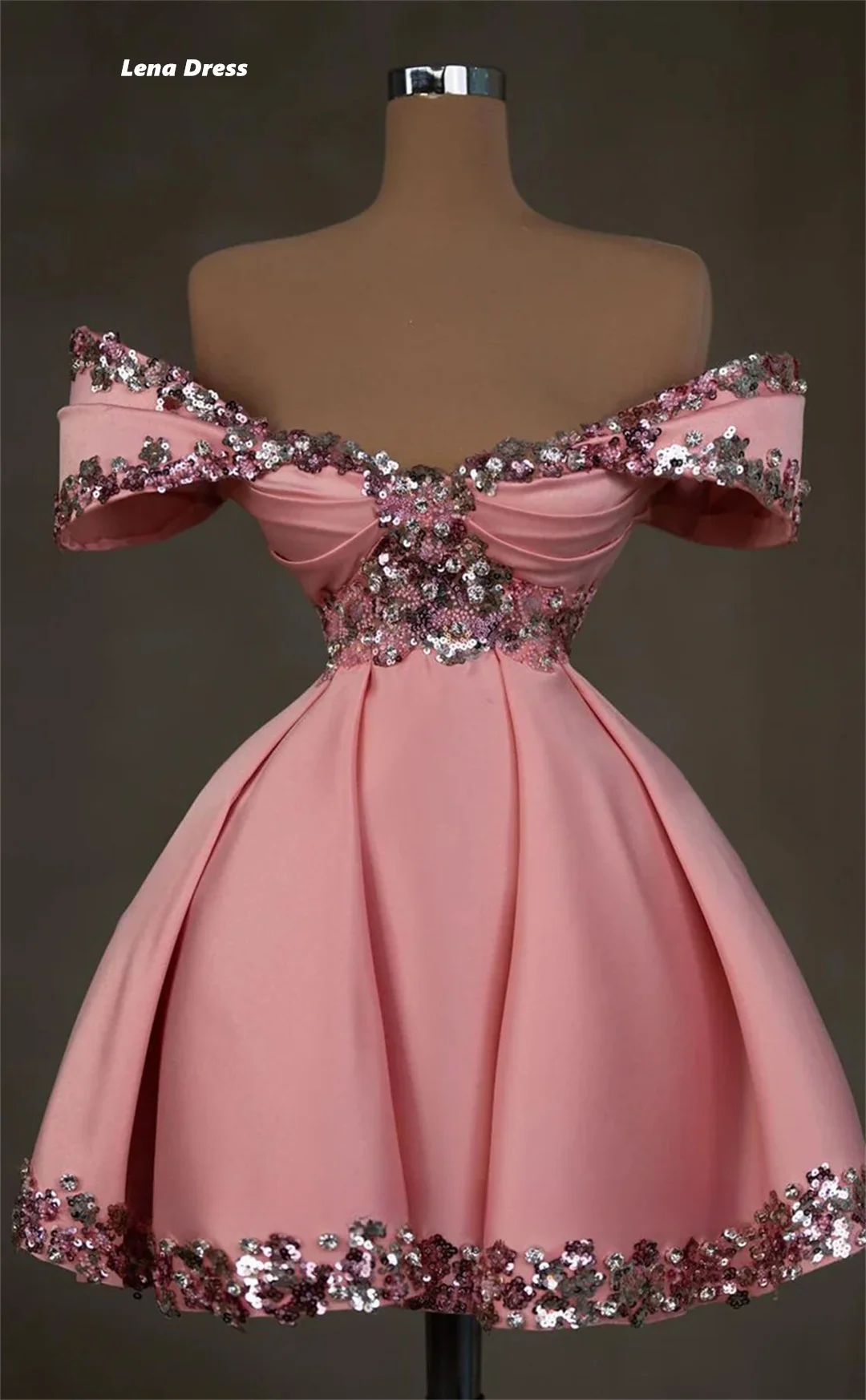 

Lena Shiny Evening Dresses Woman Elegant Women Dresses for Special Occasions Custom Made Wedding Party Dress Short Skirt Prom