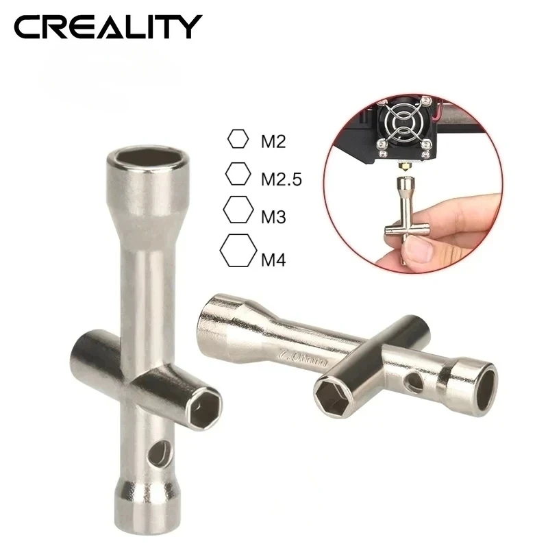 CREALITY-Herramienta de boquilla de impresora 3D 4 en 1, M2, M2.5, M3, M4, tuerca de tornillo, llave cruzada Hexagonal para boquillas, Mini llave