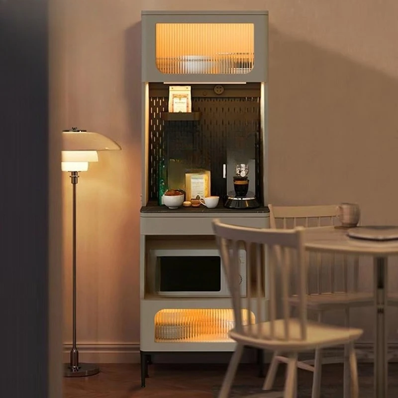 Integrated wind narrow cream tea cabinet against the wall, living room storage coffee rack