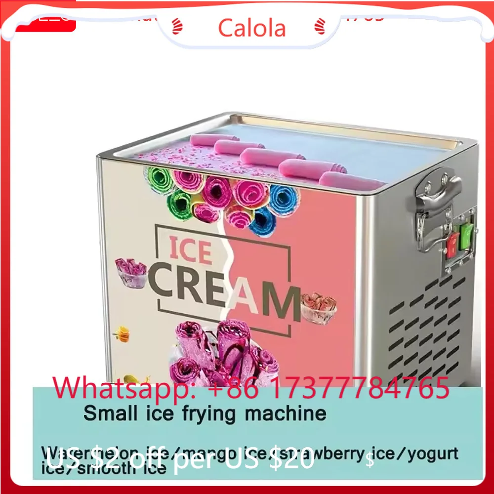 Small Electric Fried Ice Cream Machine 330W Fried Yogurt Roll Maker with Shovels