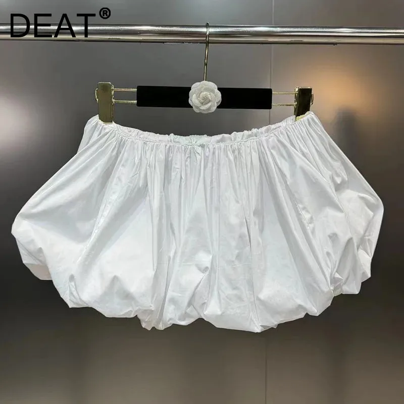 DEAT Fashionable Solid Color Two Way Wear Strapless Top For Women 2024 Summer New Collection Elastic Waist Skirts Female 11A0252