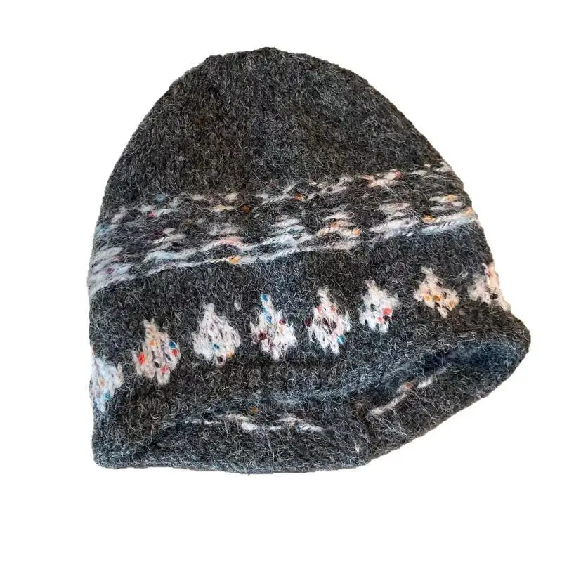 New Women's Fair Isle Vintage Knit Slouchy Beanie Hat Soft Warm Stretchable Winter Hat for Outdoor Walking Gifts