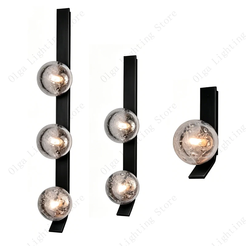 

Minimalist Black Gold Bubble Glass Wall Lamp LED Indoor Designer Wall Sconce for Bedroom Living Room Bathroom Home Lighting