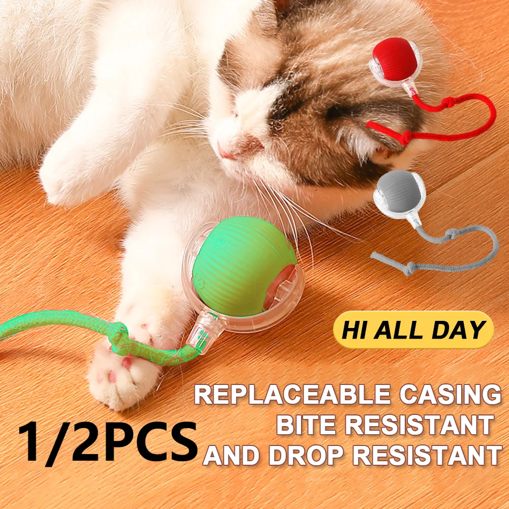 1/2PCS Cat Interactive Ball Toy Automatic Rolling Ball Faux Tail Rechargeable Smart Pet Electric Dog Cat Training Imitate Mouse