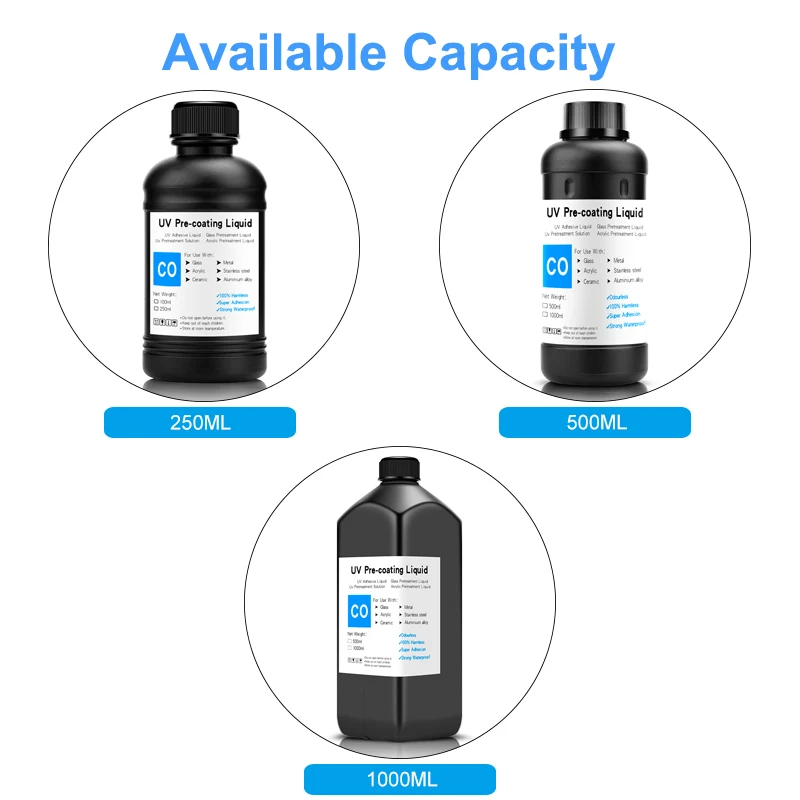 UV Coating Fluid For UV Ink UV Pretreatment Solution For UV Flatbed Printer For Glass Wood Metal Crystal Leather Ceramic PVC