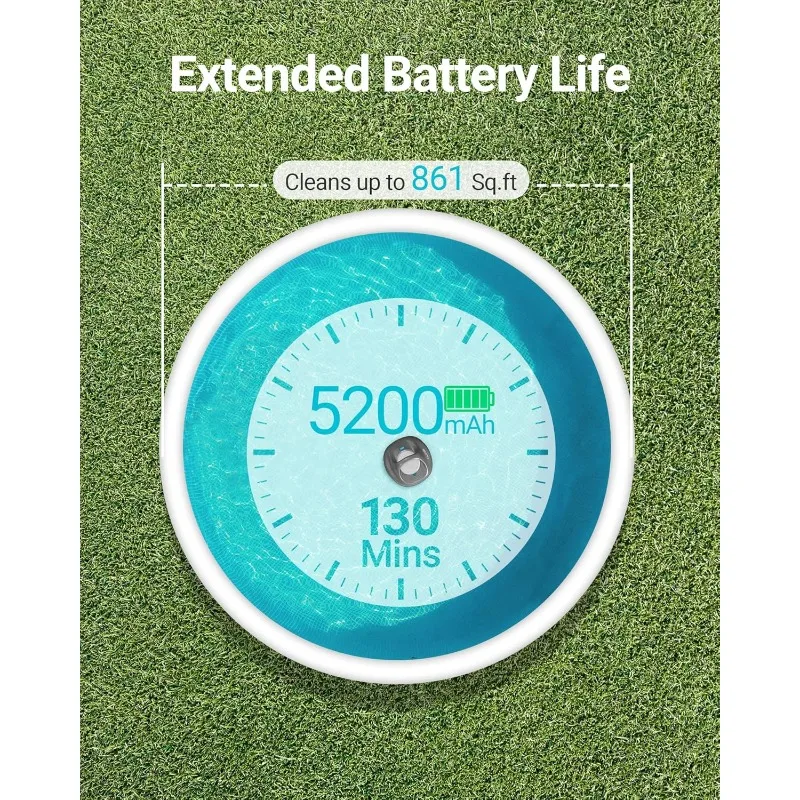 (2025 Upgraded) Cordless Pool Vacuum Up to 130 Mins Runtime, Robotic Pool Cleaner w/ 2.5H Fast Charge, for Flat Above Inground