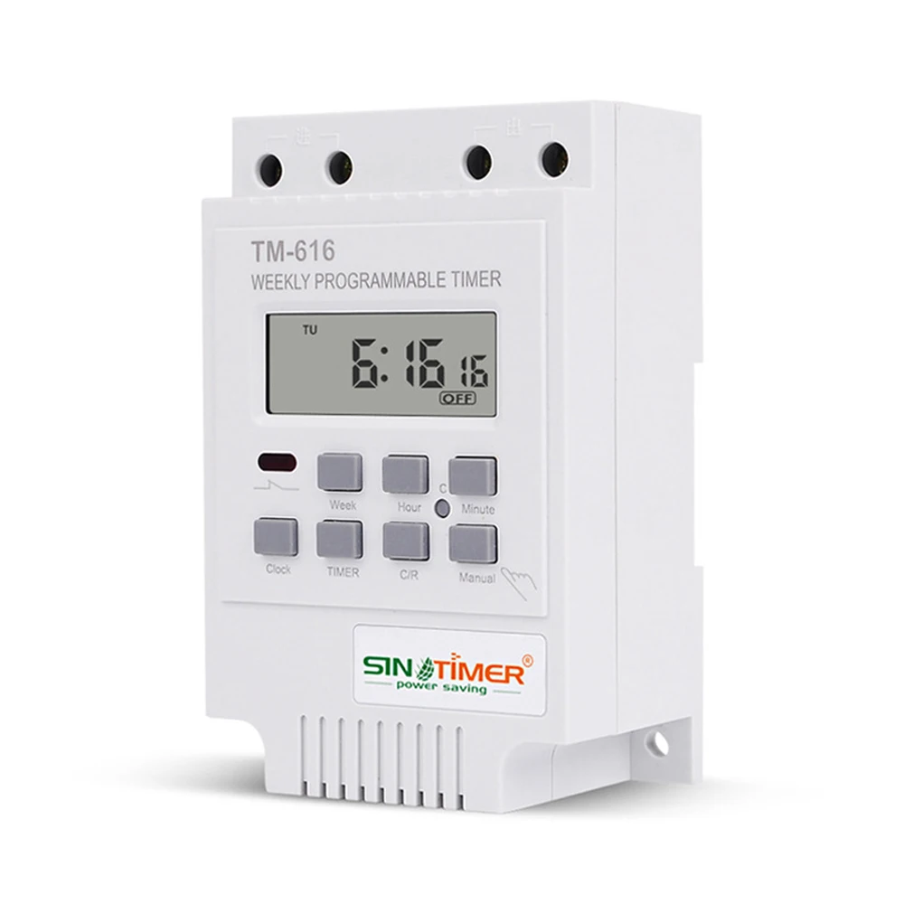 

TM616W Digital Timer Switch 30A 12V/220V Electronic Weekly Programmable Relay Timer Din Rail Moun Intelligent Timer Controller